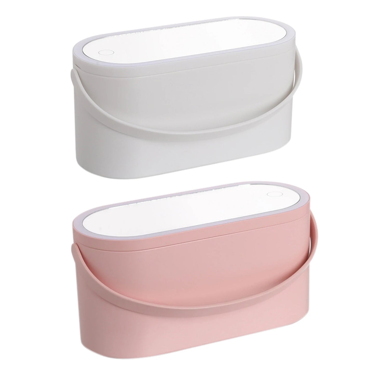 Portable Makeup Box with Lighted Mirror – Travel Cosmetic Organizer Case
