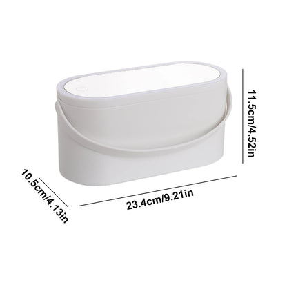 Portable Makeup Box with Lighted Mirror – Travel Cosmetic Organizer Case